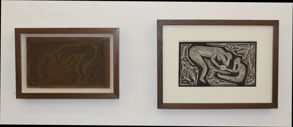 Click the image for a view of: Walter Battiss Lino block and print